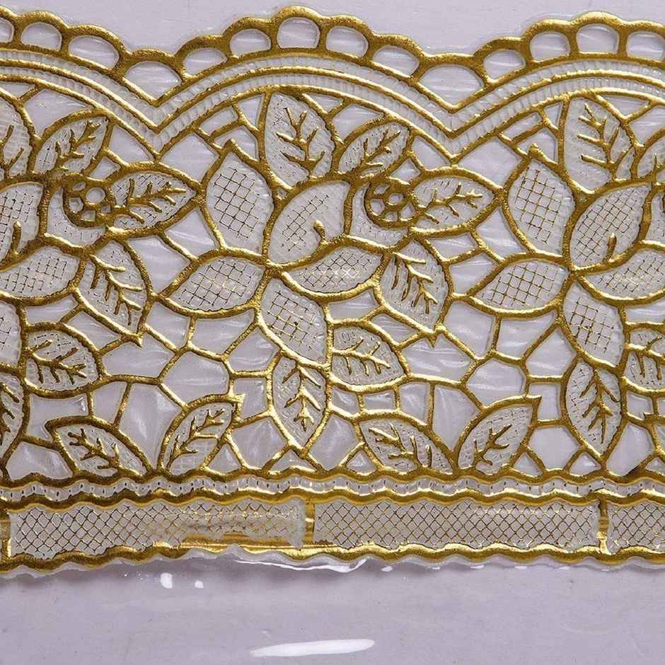 Kuber Industries 6 Seater Dining Table Cloth for Dining | Party | Events (Gold Lace)