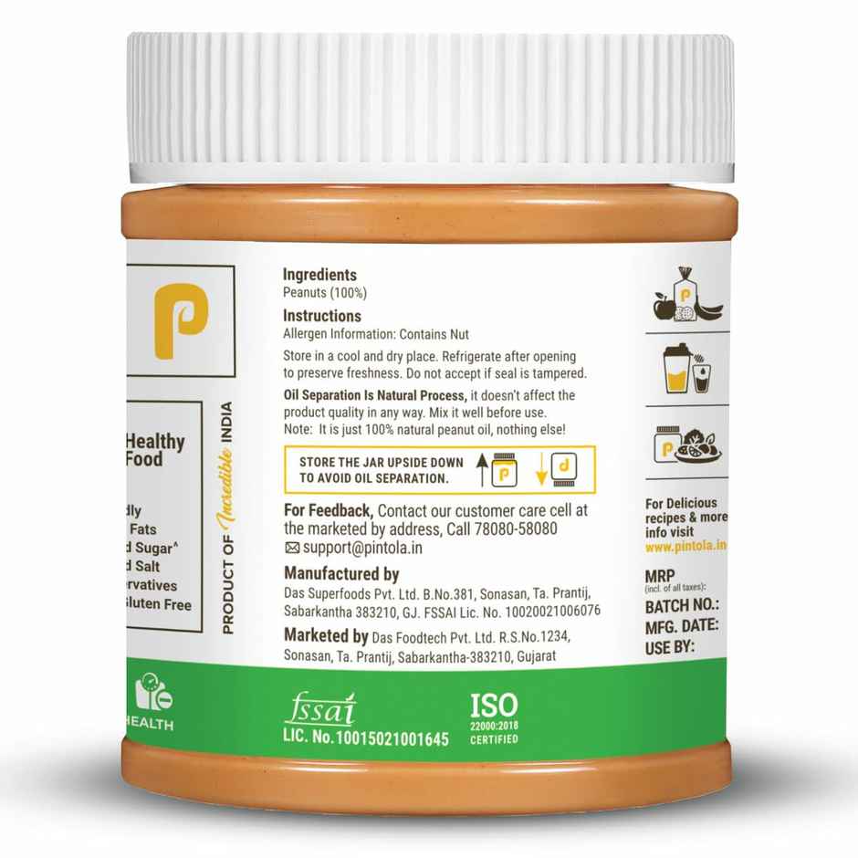Pintola All Natural Peanut Butter - Crunchy
