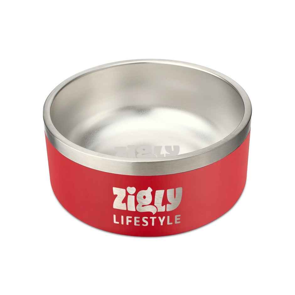 Zigly Lifestyle Double Walled Dog Bowl Small - Red