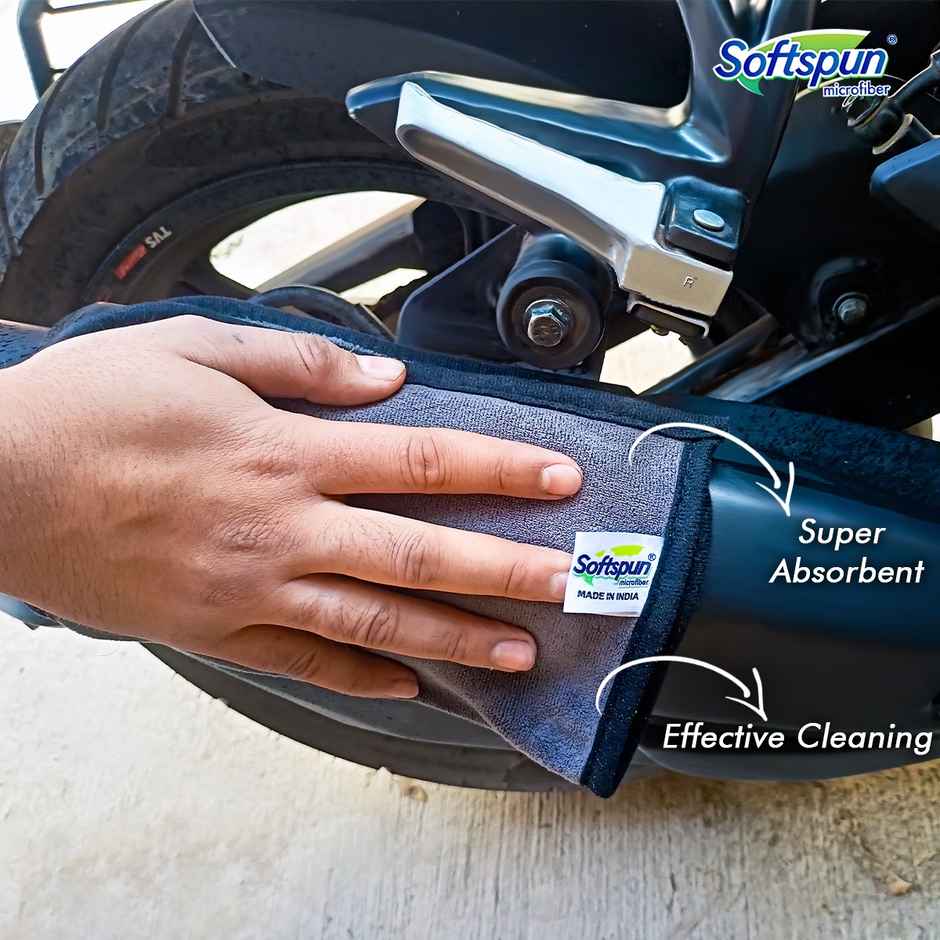 Softspun Microfiber Cleaning Wipes (Small, 500 GSM, 20x30cm, 3pc, Grey)