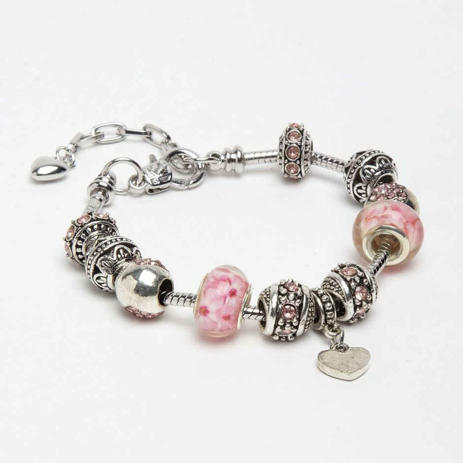 YouBella Jewellery Girls/Women's Silver Plated Stylish Latest Crystal Bracelet Bangle Jewellery