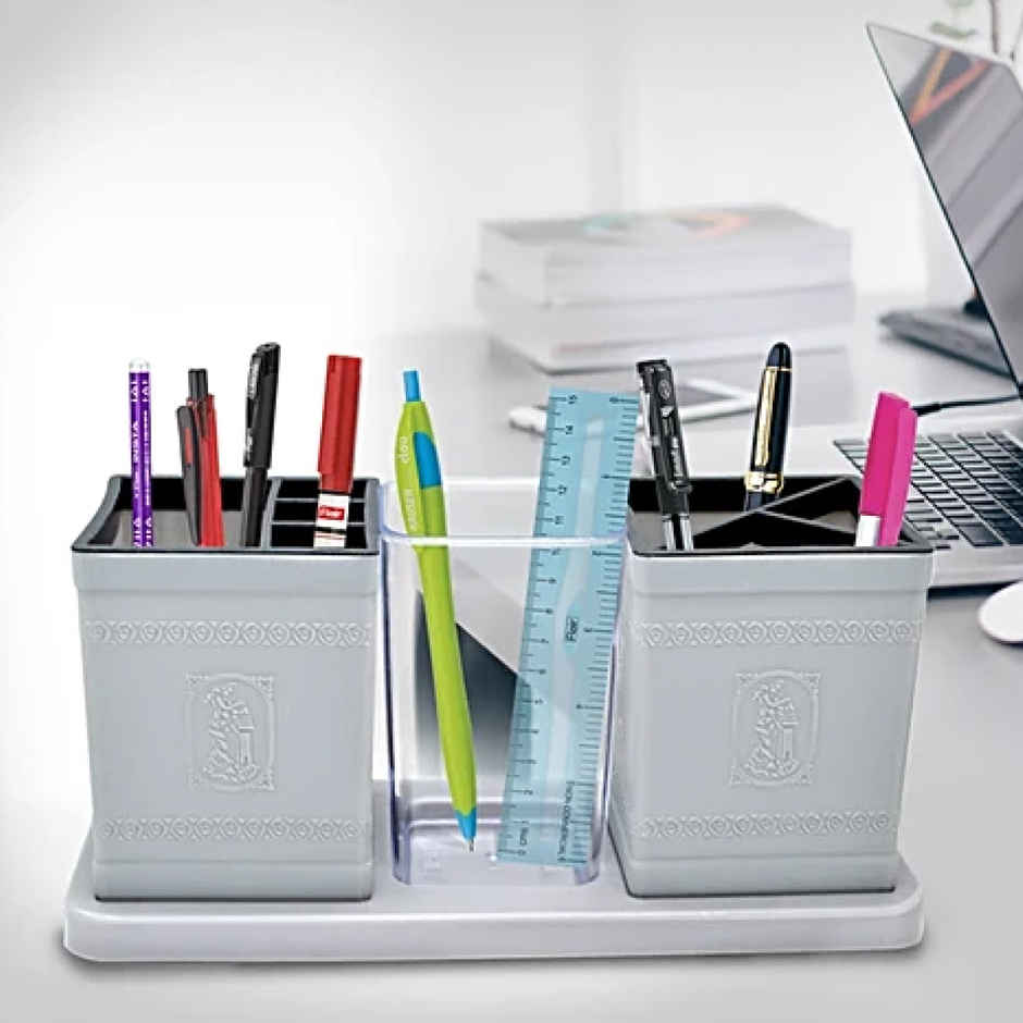 Flair Galaxy Desk Organizer - (White_Brn) , 3-Compartment Cutlery Stand