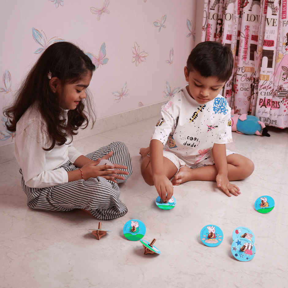 ThinkerPlace Peppa & Red Car Spinning Tops | Interactive Learning & Fun Spinning Tops (Age 3+)