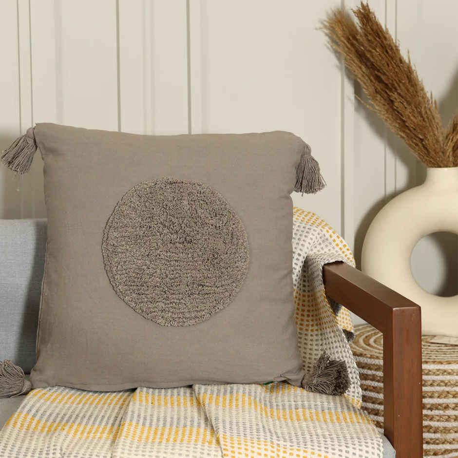 Sashaa World Tufted Circle Cushion Cover | Grey