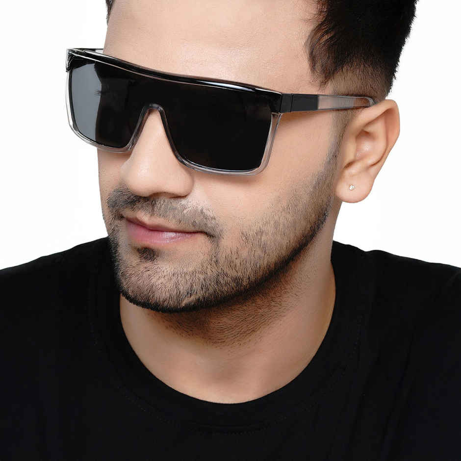 Carlton London Men's UV Protected Shield Sunglasses | 802-C1 0xc003af1088 | Black