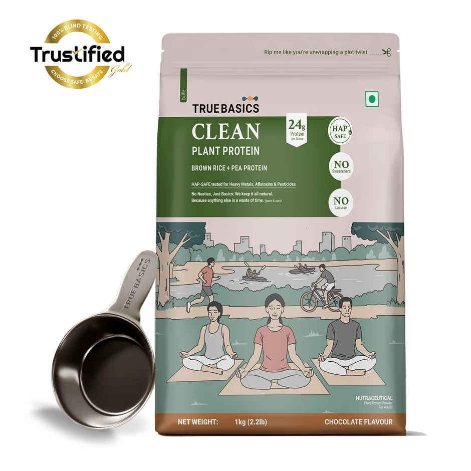 TrueBasics Clean Plant Protein Powder Brown Rice + Pea Protein (Chocolate)