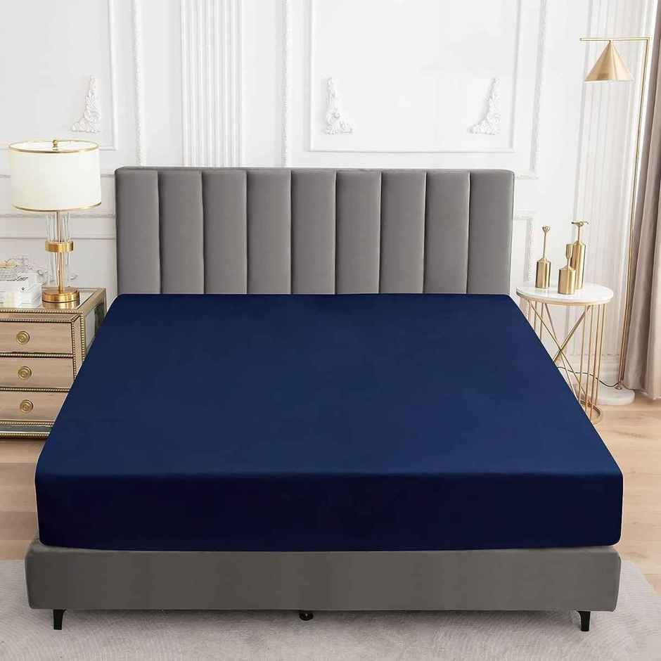BAY6 Blue Terry Cotton 220 GSM Waterproof Mattress Protector For King Size Bed