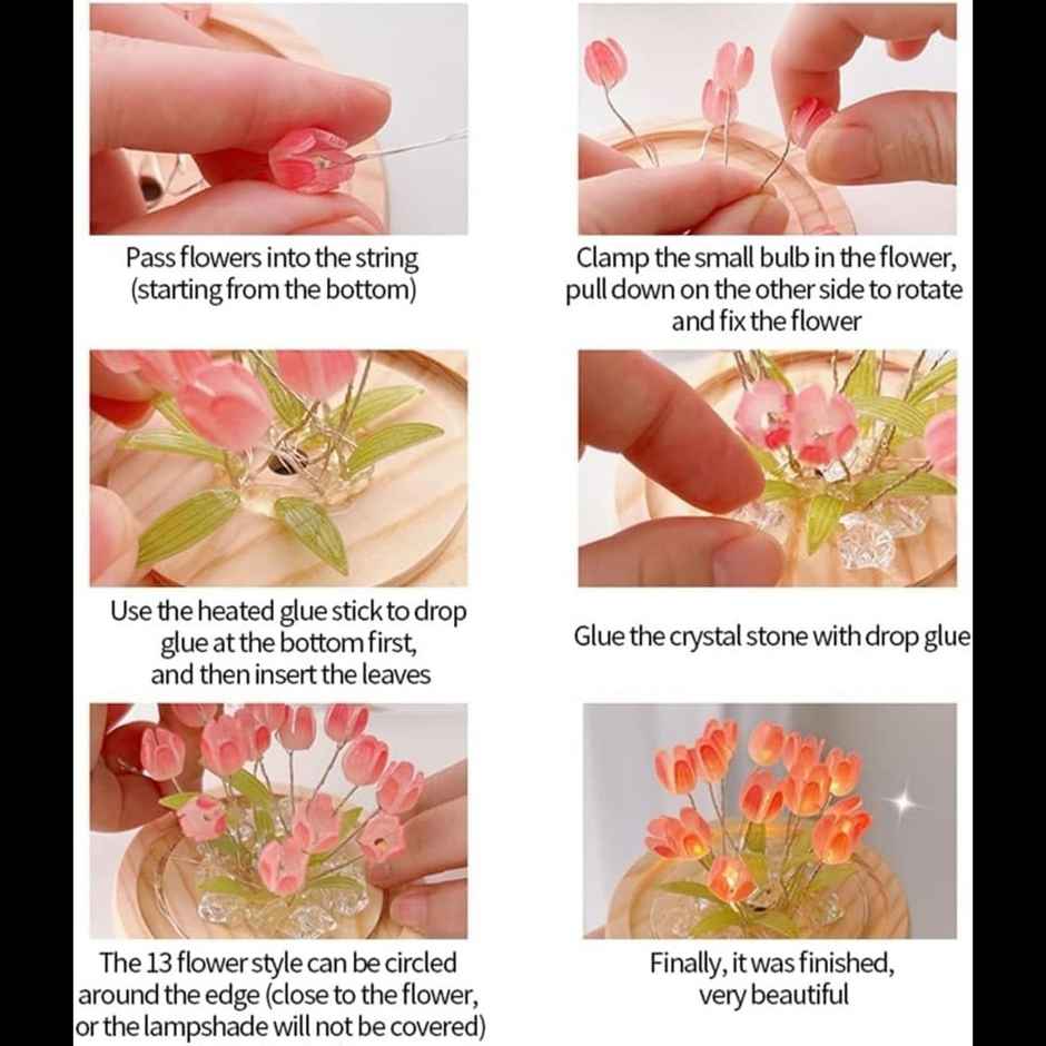 Desidiya Romantic Tulip Night Light - Elegant Led Ball Lamp, Includes 9 Diy Tulip Flowers