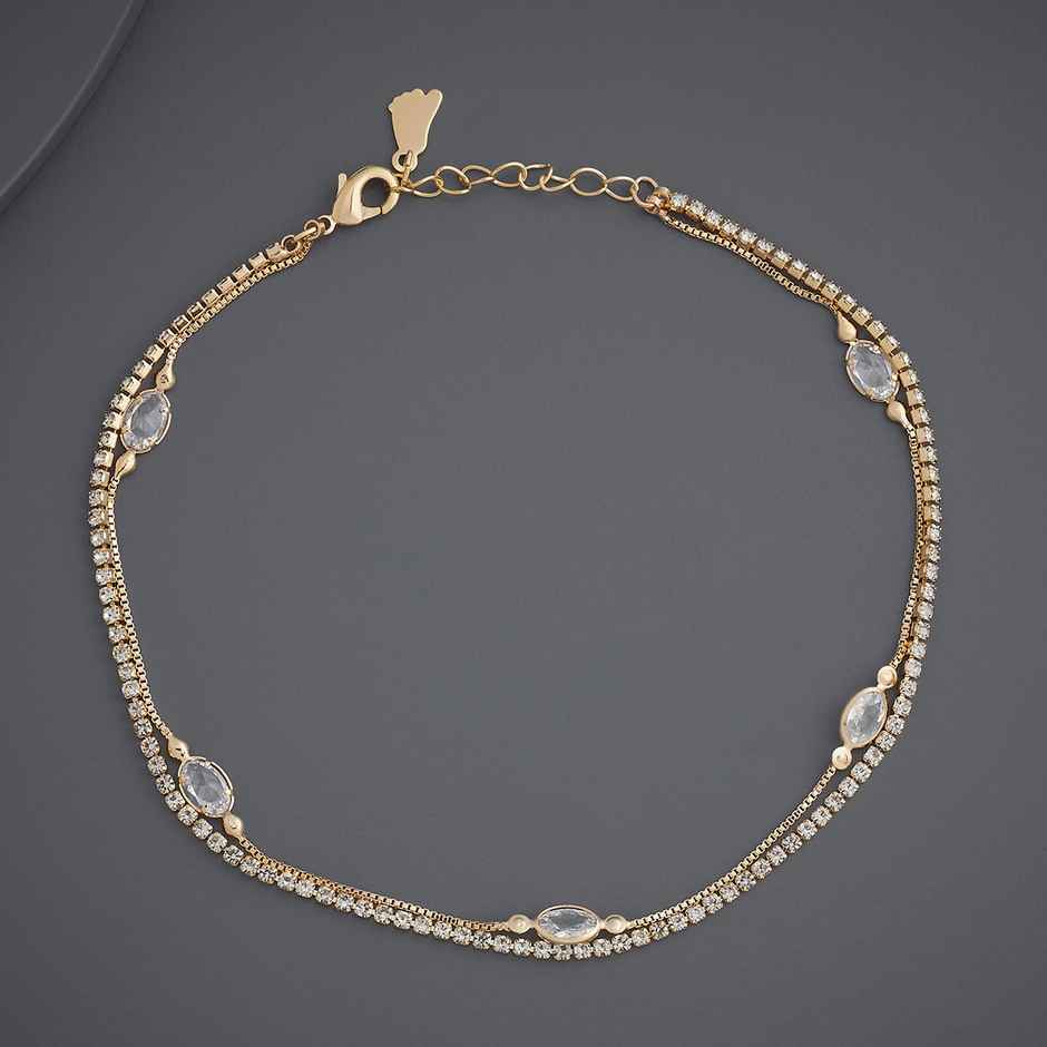 Kushal s Fashion Jewellery White Gold-Plated Zircon Trendy Payal | 441685