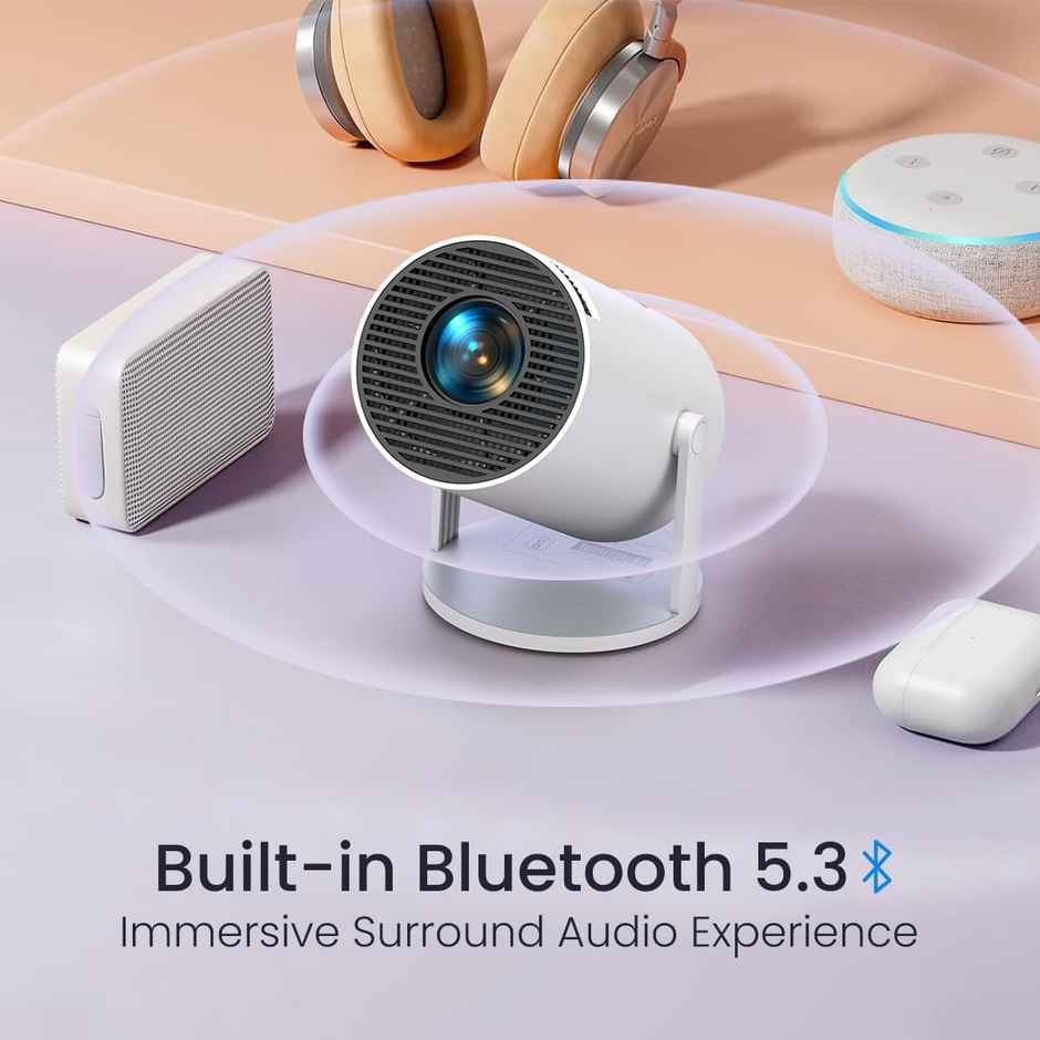 Portronics Beem 440 Smart LED Projector with 720p HD Resolution, Rotatable Design, Built-in Streaming Apps (Netflix, Prime Video, Hotstar), 2000 Lumens, Screen Mirroring, 3 Watts Speaker - White