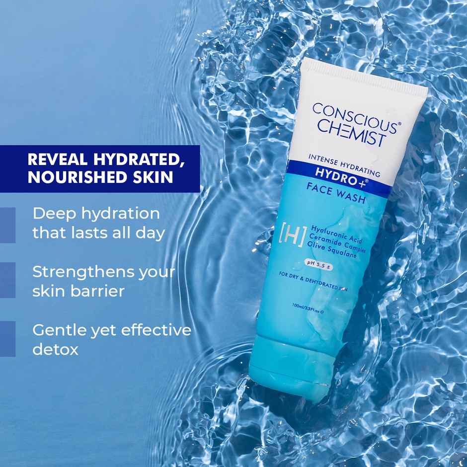 Conscious Chemist Gentle Hydrating Face Wash For Dry Skin With Hyaluronic Acid And Ceramides