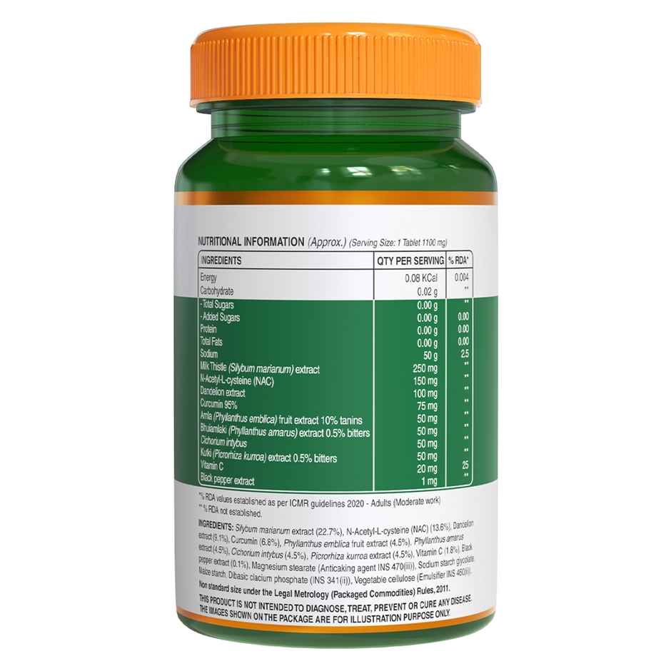 Pure Nutrition Milk Thistle Liver Detox with Silymarin NAC Curcumin Amla & Vitamin C 60 VEG Tab