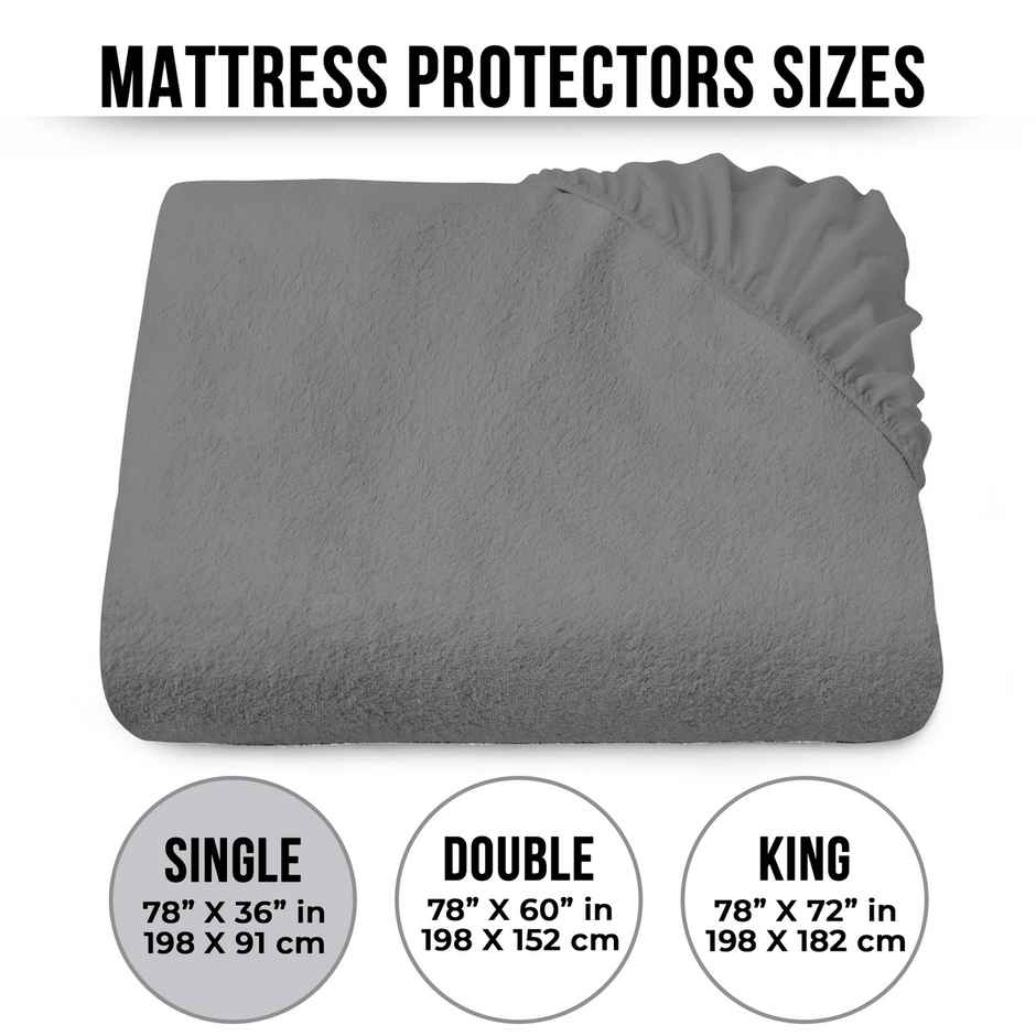 Story@Home Terry 100% Waterproof and Dustproof Single Size Mattress Protector Gray | 78 x 36 Inch
