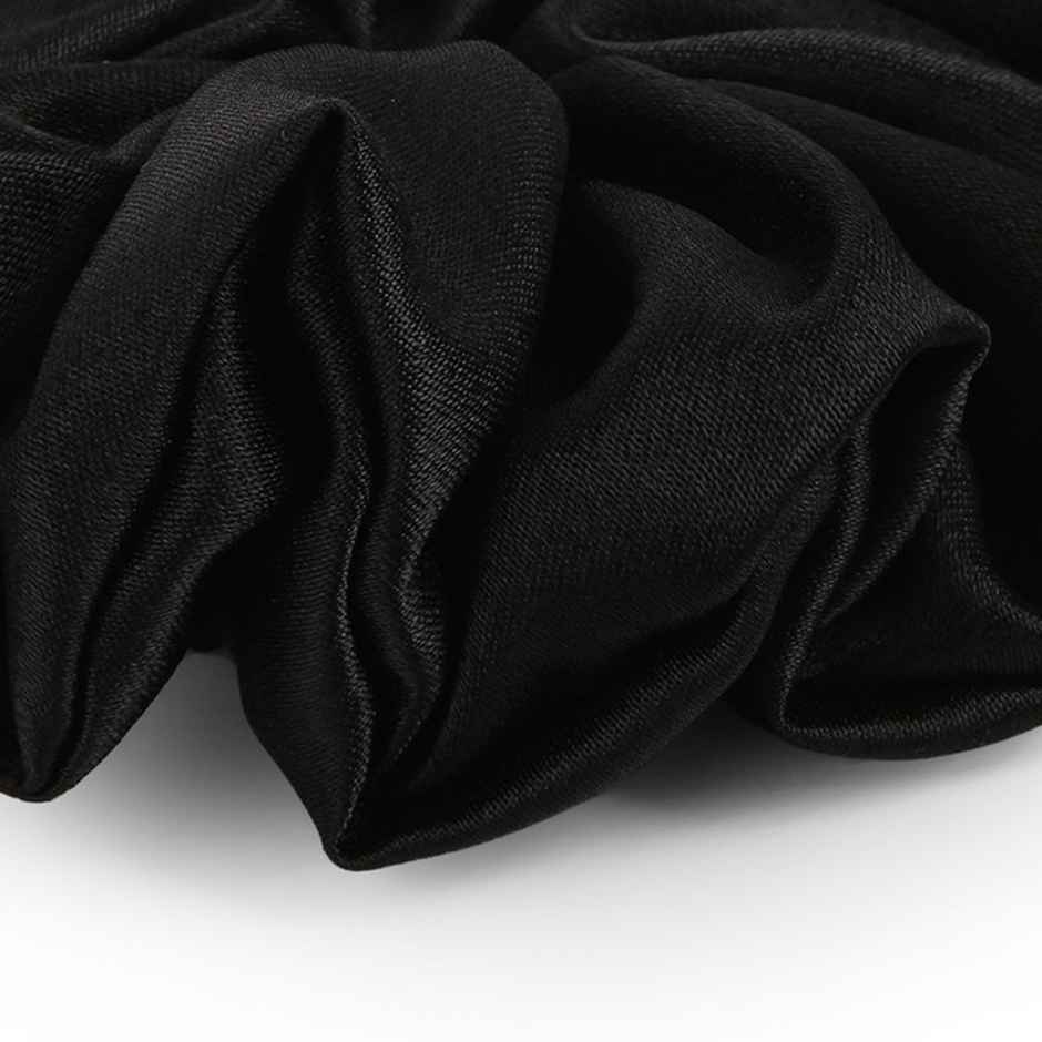 Mueras Silk Satin Hair Ties Scrunchies in Black - Pack of 2
