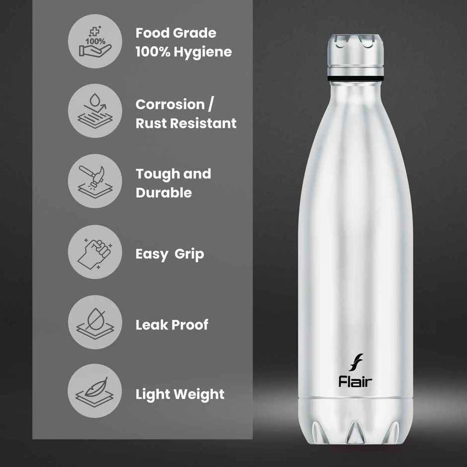 Flair Triumph Vaccum Stainless Steel Water Bottle 709 ml | Silver