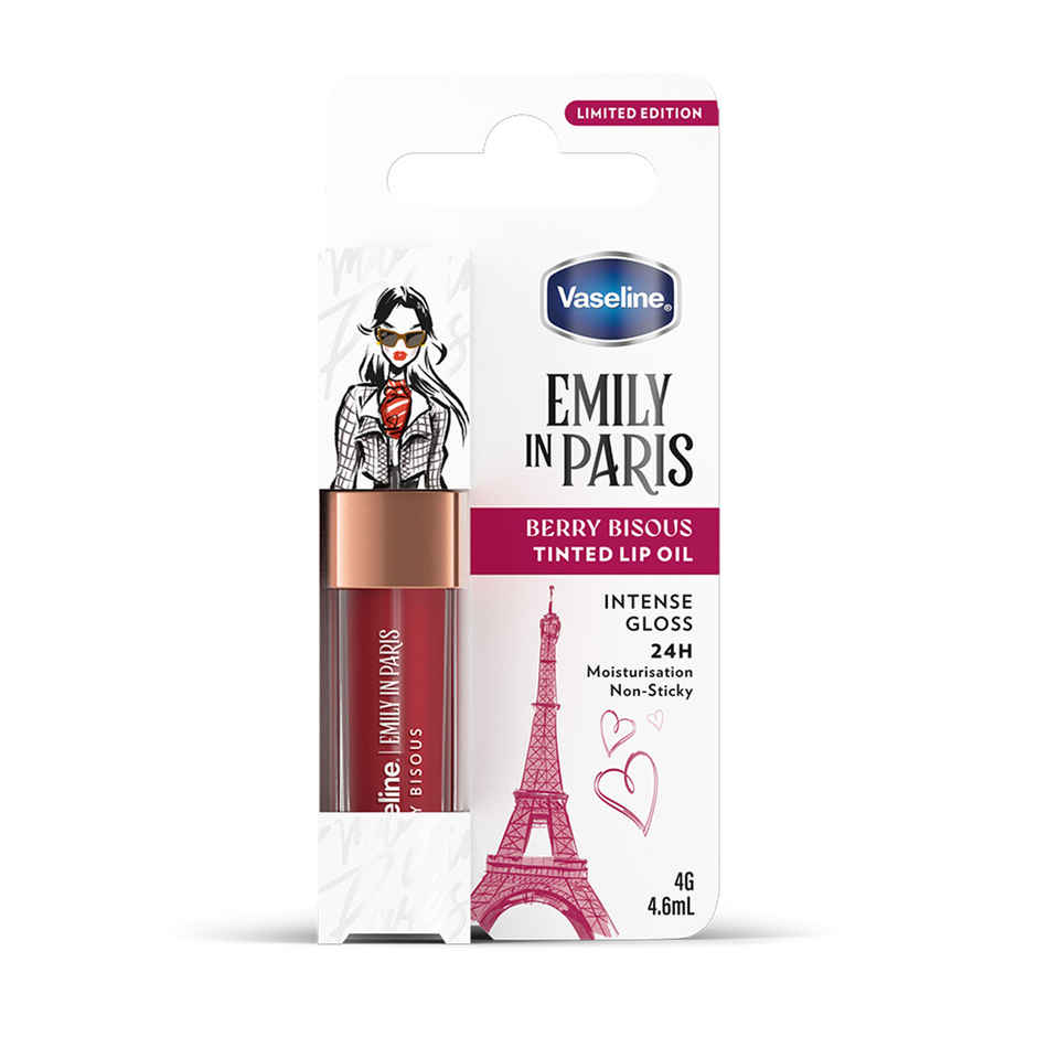 Vaseline Emily In Paris Berry Bisous Lip Oil With Hyaluronic Acid & 24H Moisturisation