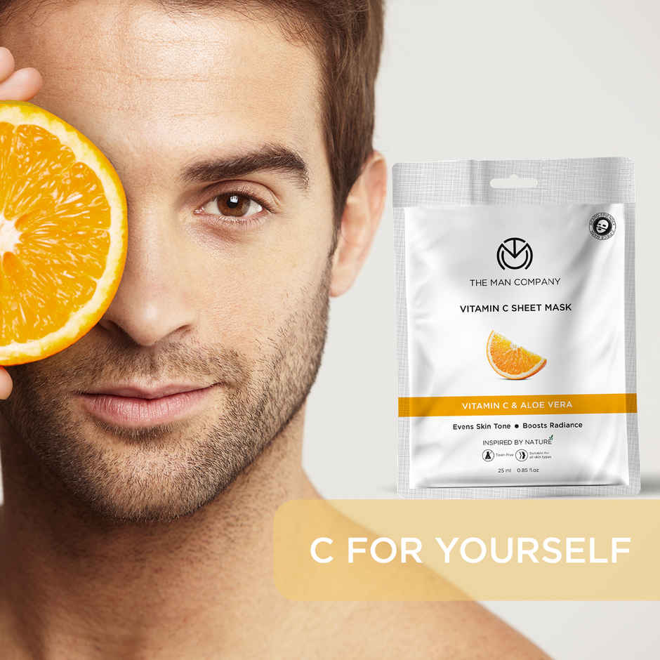 The Man Company Vitamin C Sheet Mask For Skin Brightening- Improves Skin Tone