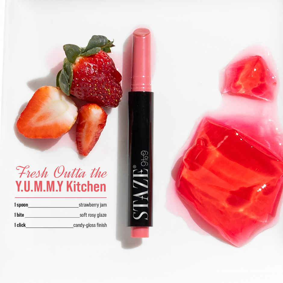 Staze 9to9 Y.U.M.M.Y Lip Gloss Balm | Intense High-Shine Gloss Finish | SPF 15 | Strawberry Jelly
