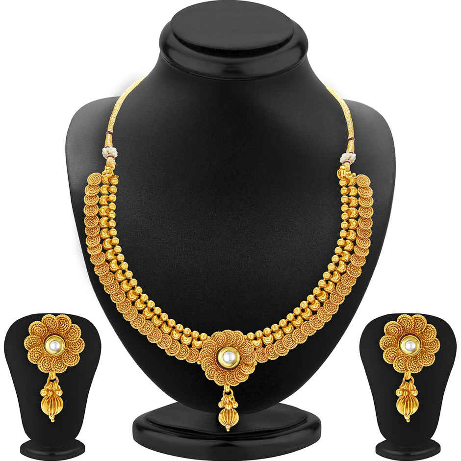 Sukkhi Floral Gold Plated Kundan Choker Necklace Set For Women