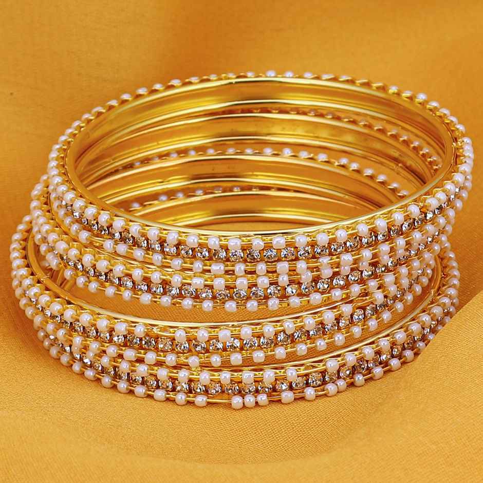 Sukkhi Fascinating Pearl Gold Plated Austrian Diamond Bangles for Women - 2.4