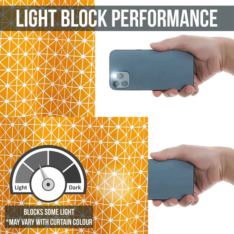 Story@Home 300 GSM 100 % Cotton Abstract 1 U Door Curtain | Orange & White