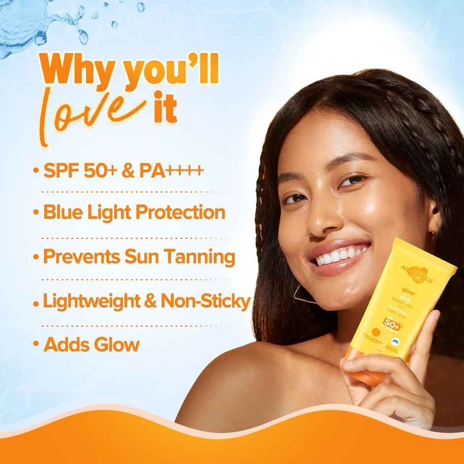 Aqualogica Glow+ Dewy Lightweigh Sunscreen Gel SPF 50+ PA++++ with Papaya & Vitamin C Combo