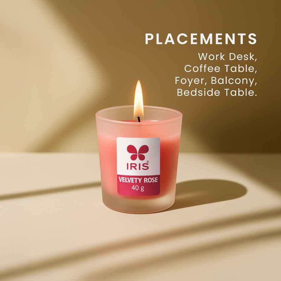 Velvety Rose Frosted Shot Glass Scented Votive Candle | 8 Hours Burn Time | Home Decor | IRIS