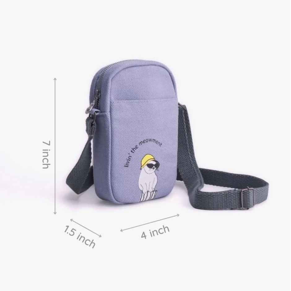 Ecoright Unisex Graphic Cotton 1.5 L Phone Bag | Meowment - One Size