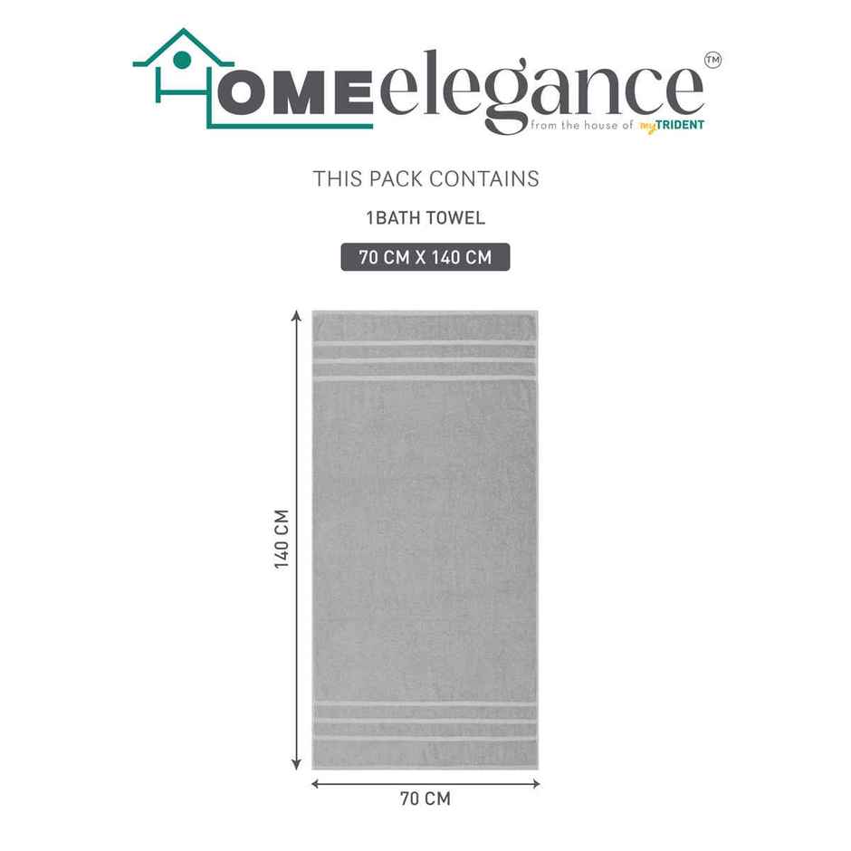 Home Elegance by myTrident Comfort Living Cotton Bath Towel | 16 in x 24 in | Grey