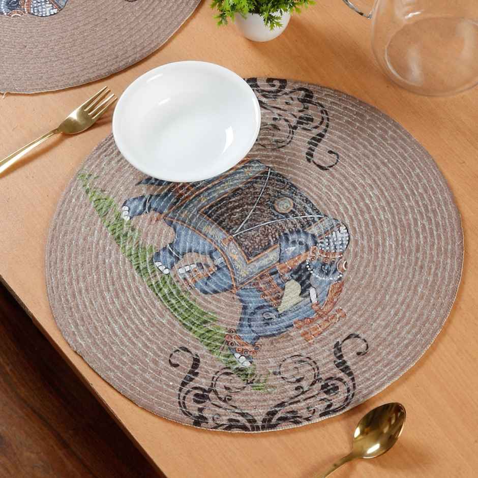 Hosta Homes Pure Cotton Multicolor Elephant Digitally Printed Table Place Mats Pack of 1