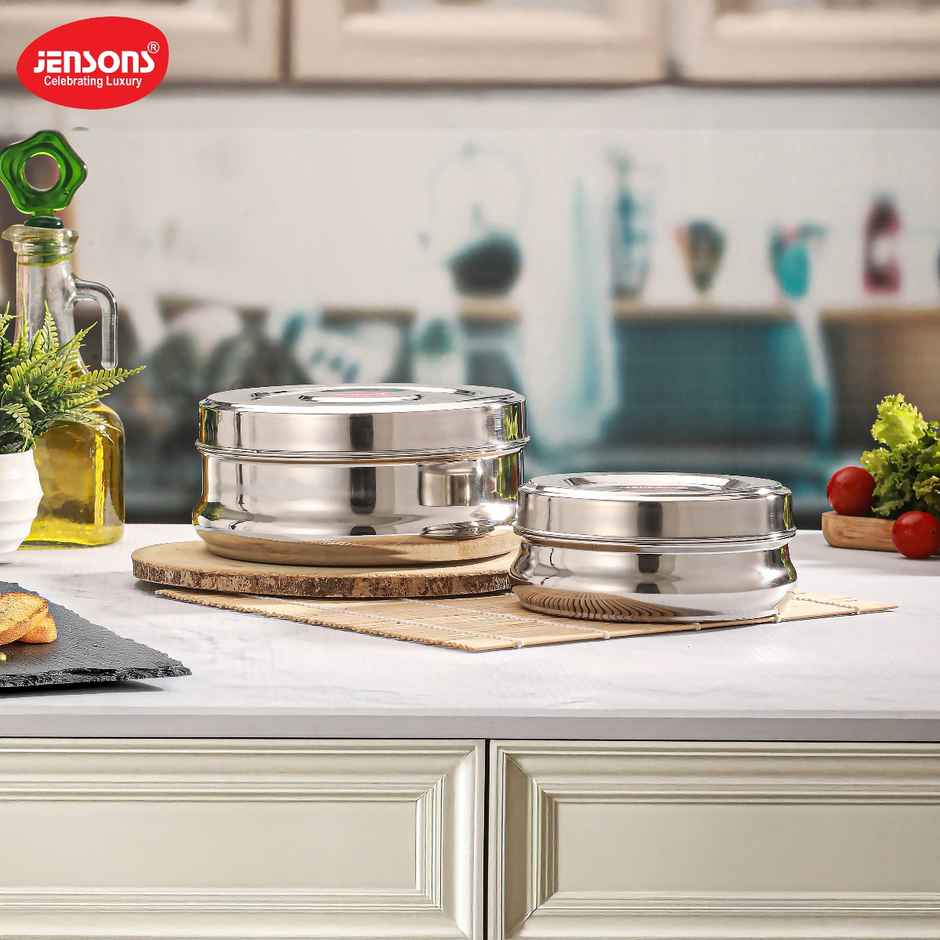 Jensons Stainless Steel Belly Shape Poori Dabba 9 Inch