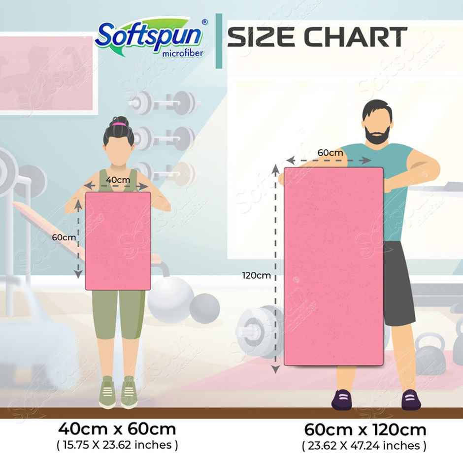 Softspun Microfiber Yoga, Gym & Sports Towel | Large, 380 GSM, 60x120cm, 1pc, Grey