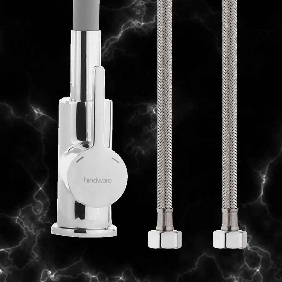 Hindware Single Lever Sink Mixer With Flexible Food Grade Silicon Spout| Hot And Cold Water Mixer