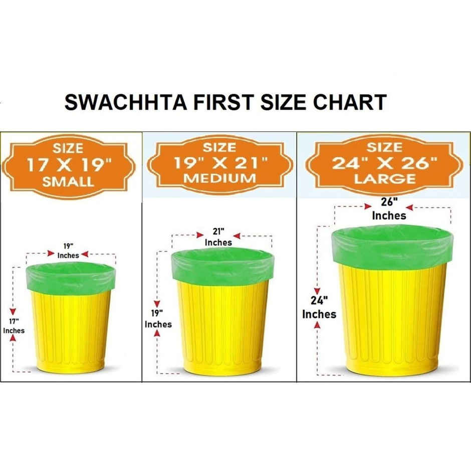 Green Medium Oxo Bio Degradable Garbage Bags-Swachhta First medium (19 x 21 Inches)