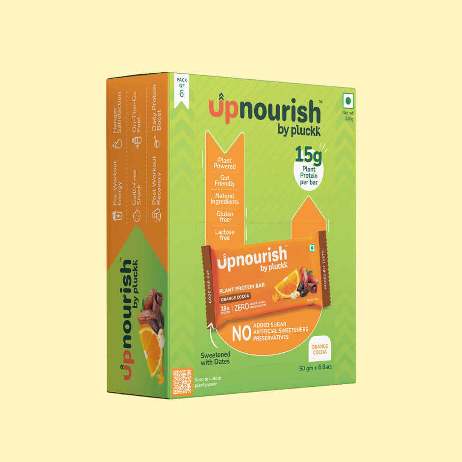 Chocolate Orange Protein Bar - No Refined Sugar (Pack of 6) | 15g Complete Protein | Upnourish
