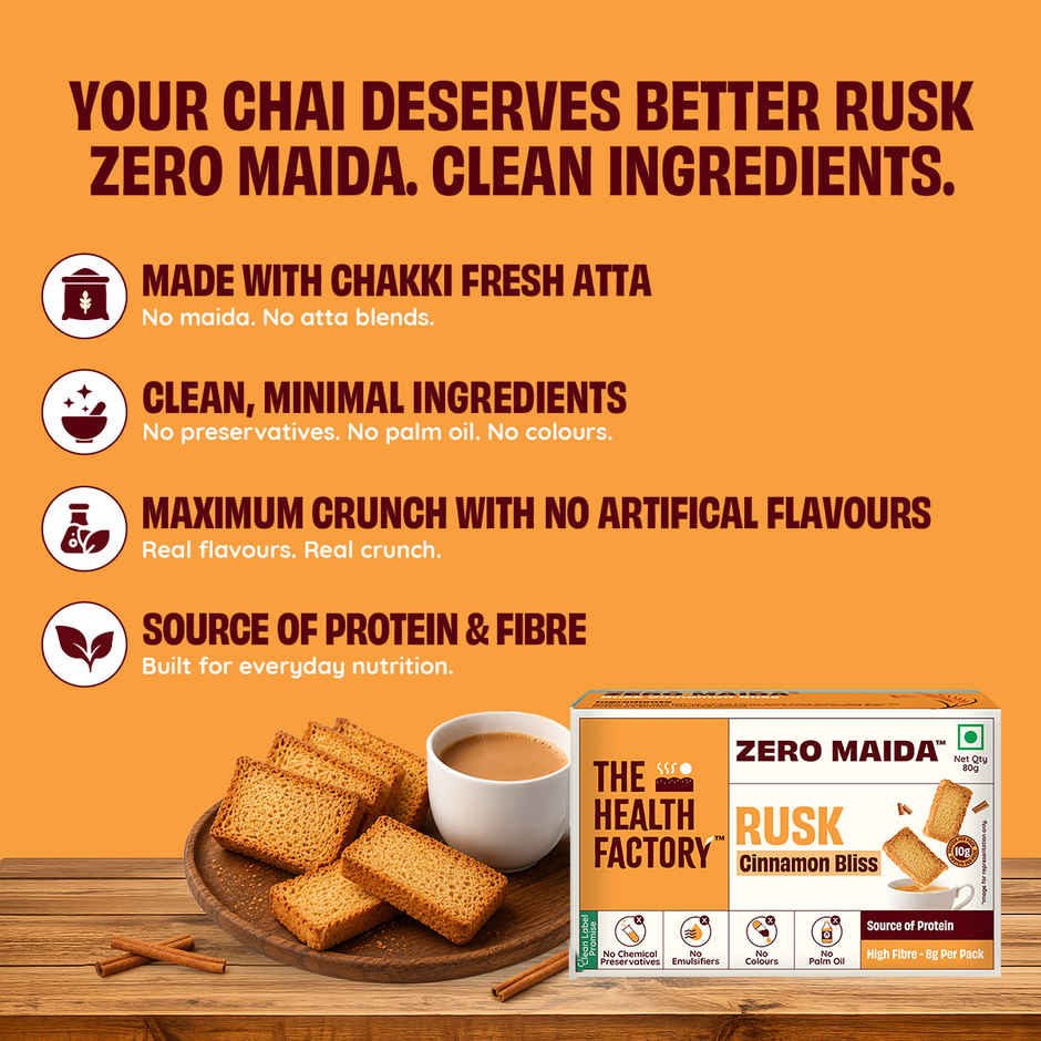 The Health Factory Cinnamon Rusk | Zero Maida
