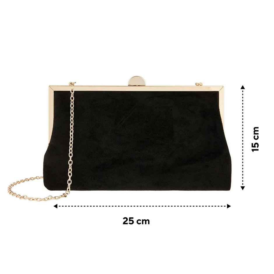 Accessorize London Women's Suedette Clipframe Party Bag | Faux Leather - Black