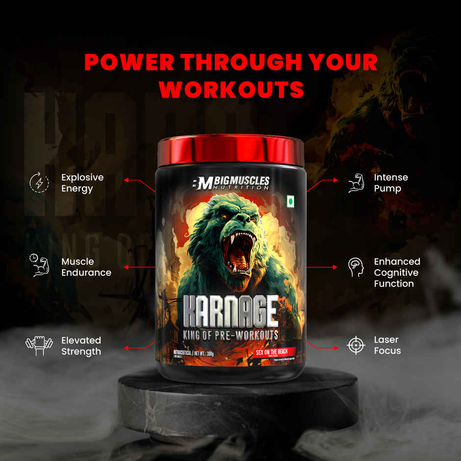 Big Muscles Nutrition Karnage Pre Workout | Citrus Storm , 60 Servings