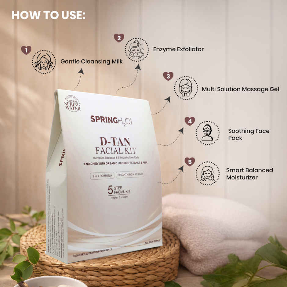 Spring H2O D-Tan Facial Kit With Instant Glow And Remove Tan & Dull Skin