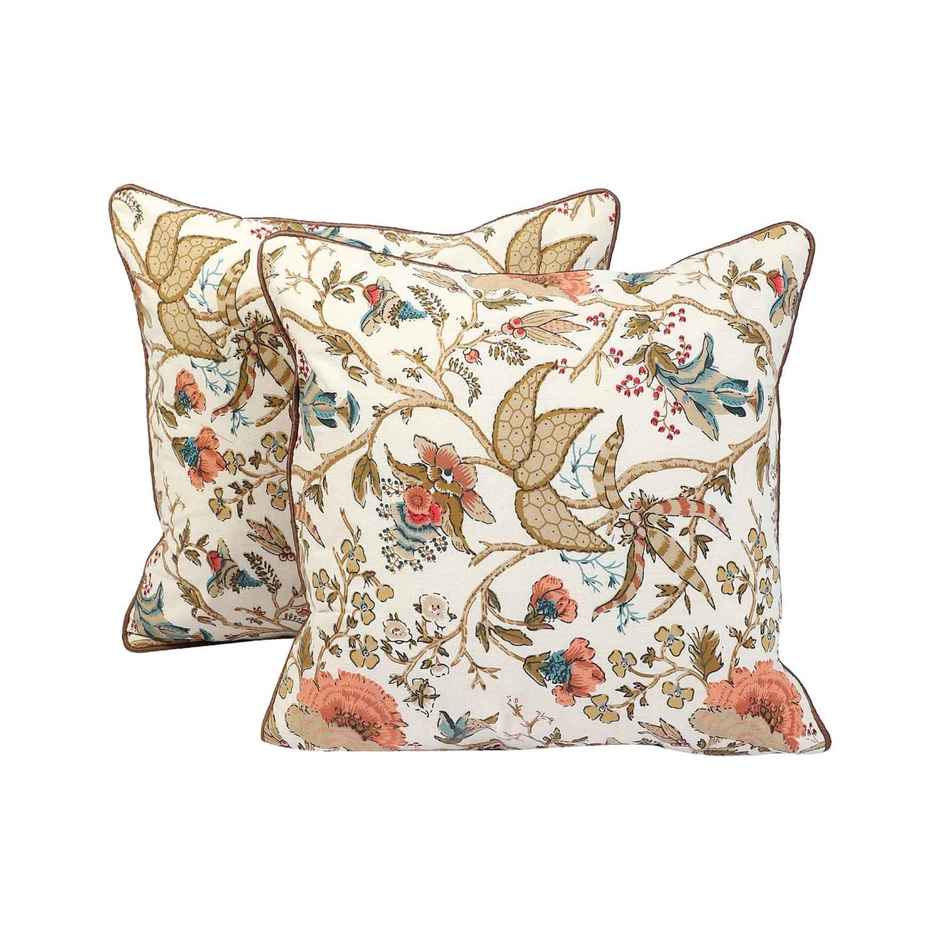 Casacraft by Pepperfry Multicolor Cotton Floral 16 x16 Inch Cushion Covers | Pack of 2