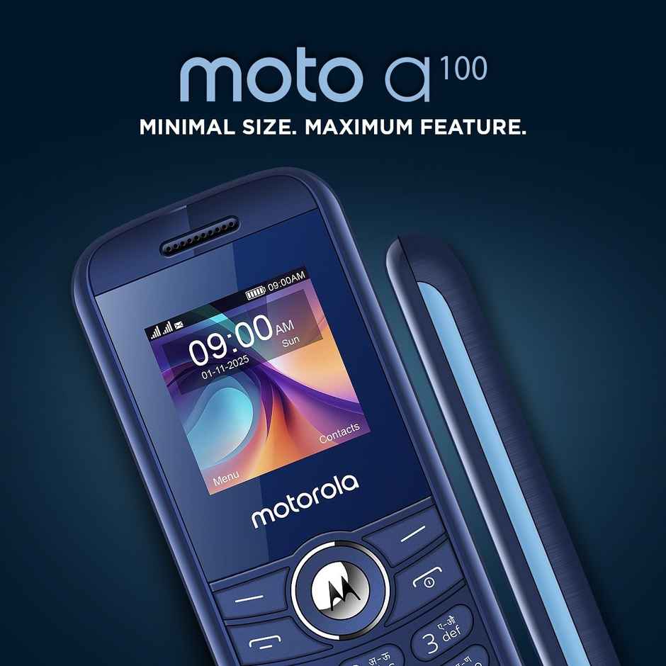 Motorola A100 Single SIM Keypad Phone | Long Lasting Battery | Loud Sound | Wireless FM |Blue