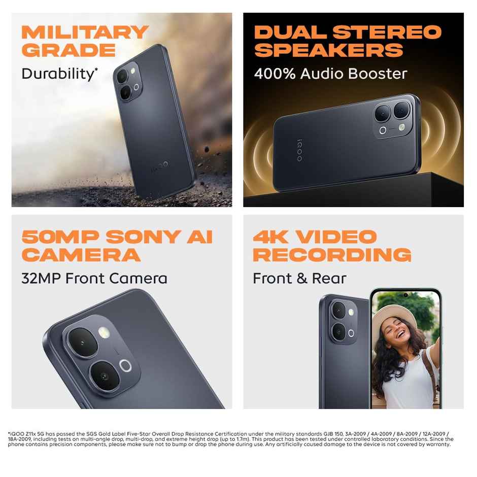 iQOO Z11x 5G | 6GB RAM, 128GB Storage | Titan Black