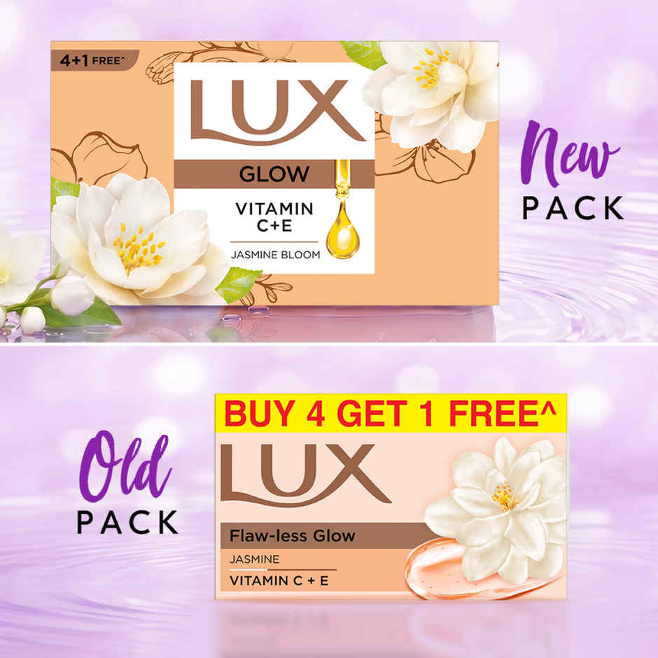 LUX Jasmine Bloom Glowing Bathing Soap Bar with Vitamin C & E For Visibly Glowing Skin