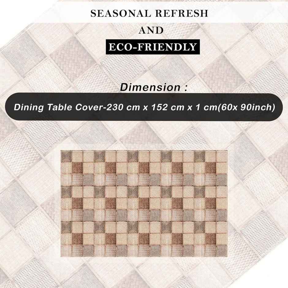 Kuber Industries PVC Waterproof Chatai 6 Seater Dining Table Cover | 60x90 Inch | Brown