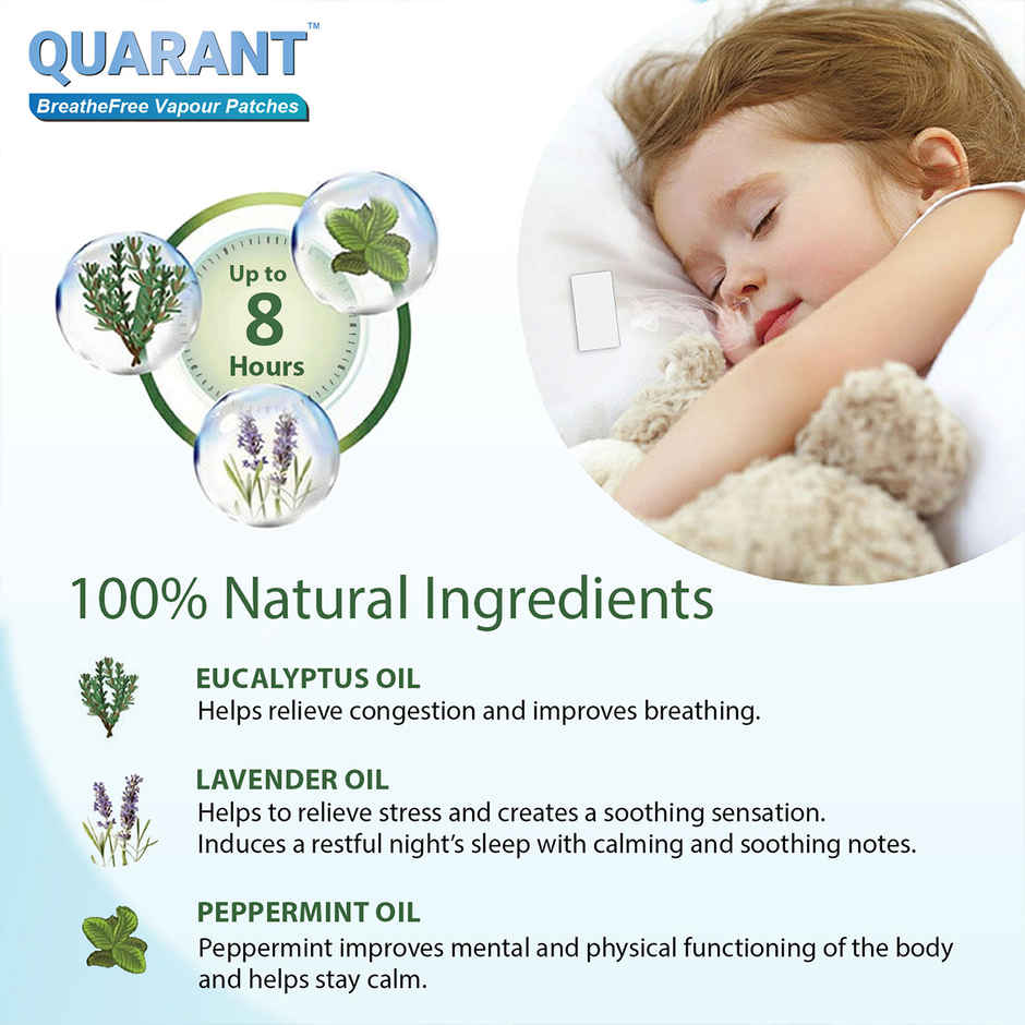Quarant Breathefree Truly Natural Vapour Patch - Infused With Essential Oils - Pack Of 10
