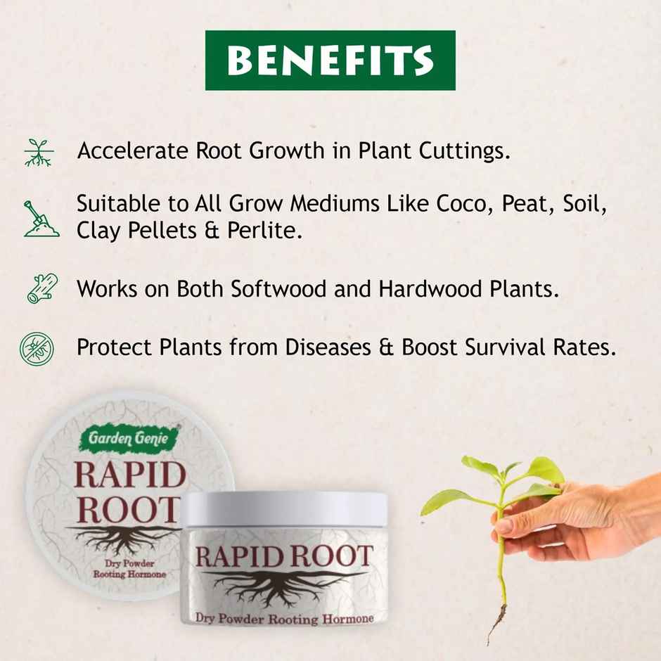 Garden Genie Rapid Root Powder | Rooting Hormone for Plant Cuttings | Promotes Fast Rooting