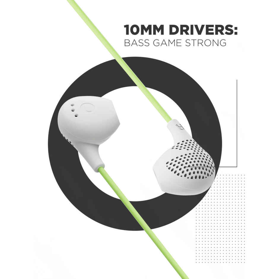 boAt Bassheads 104 Wired Earphones with 10 mm Drivers, Super Extra Bass & Mic (White)