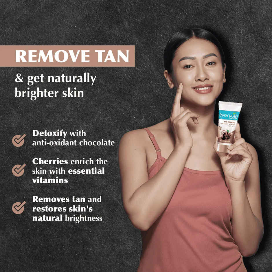 Everyuth Naturals Tan Removal Pack for Face & Body - Chocolate & Cherry Dtan