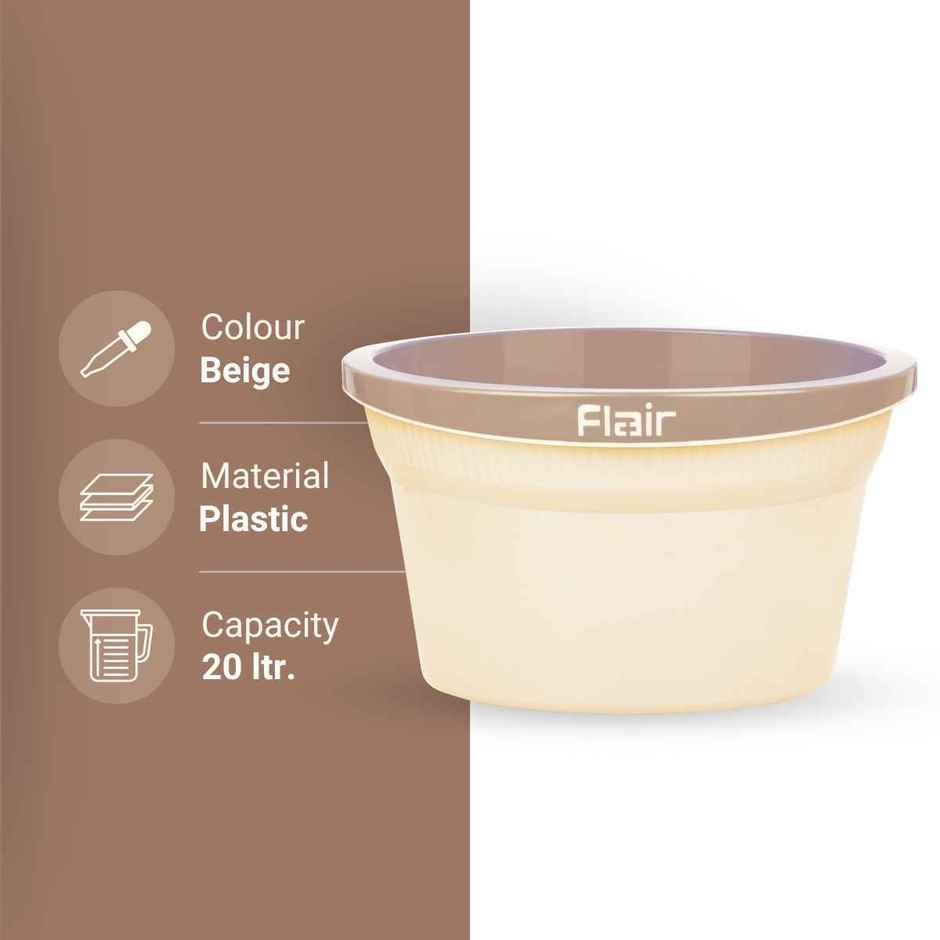 Flair Estella Home Bath Tub | 20 L | Beige
