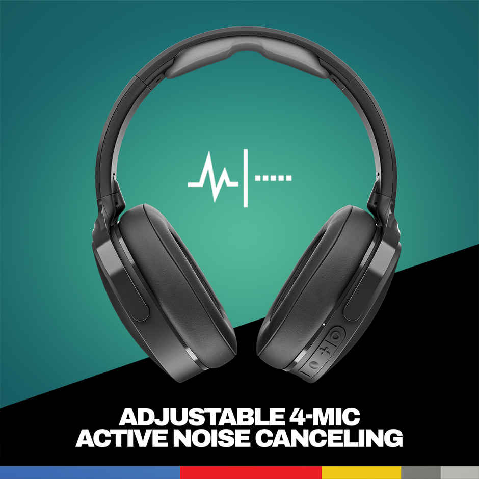 Skullcandy Hesh Anc Wireless Over-Ear Headphones, Active Noise Cancelling, Wireless Charging- Black